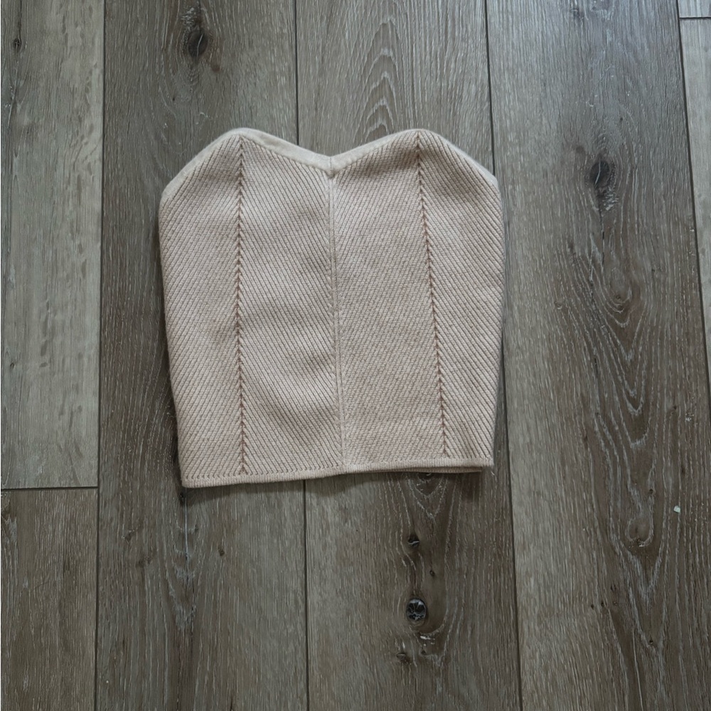 aerie Cream Strapless Sweetheart Knit Bustier Top
